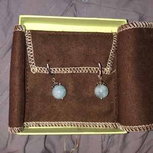 Sterling silver aquamarine drop earrings